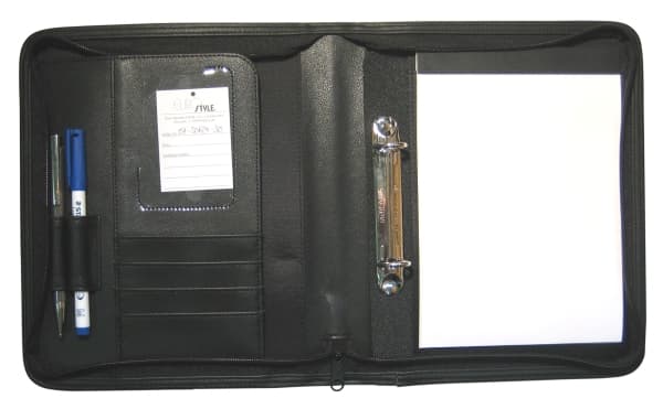 Document folder, Staedtler sort, 148x210mm, Number of rings: 2 Artificial leather æske a 10 stk