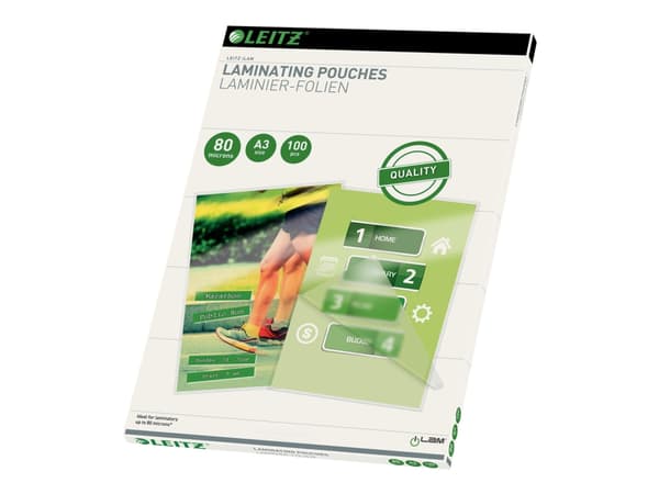 Lamineringsfickor Leitz A3 80 micron klar - (100 st.)