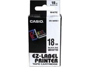 Casio XR-18WE - Självhäftande - svart på vitt - Rulle (1,8 cm x 8 m) 1 kassett(er) etiketttejp
