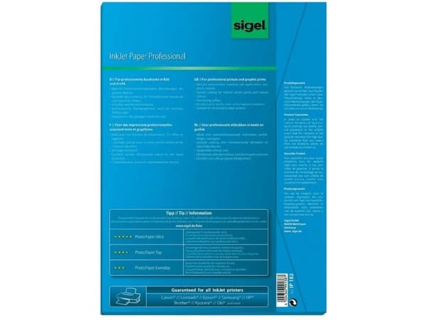 Sigel IP182, Mustesuihkutulostus, A4 (210x297 mm), Matta, 50 arkkia, 120 g/m², Valkoinen
