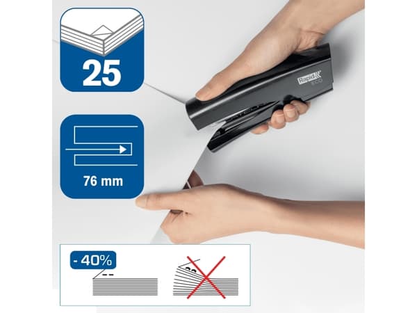 Rapid Fashion Eco StandUp - Häftapparat - 25 ark - 24/6, 26/6 - plast, metall - svart