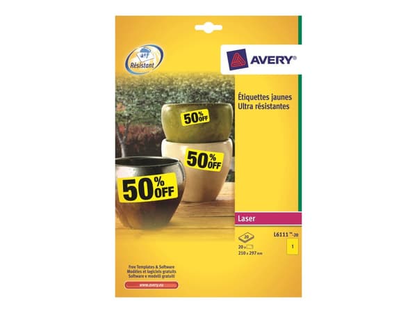 Avery Zweckform - Polyester - klebemiddel - gul - A4 (210 x 297 mm) 20 etikett(r) etiketter
