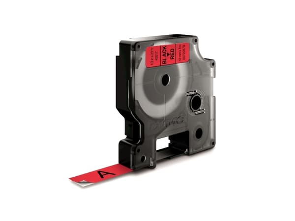 Labeltape DYMO® D1 sort på rød 12mm x 7m