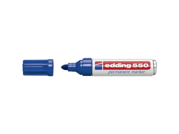 edding 550 - Markering - permanent - för glas, metall, plast - blå - 3-4 mm