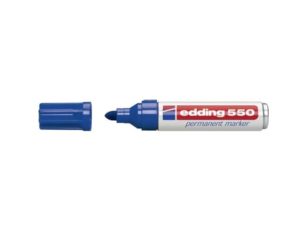 edding 550 - Markering - permanent - för glas, metall, plast - blå - 3-4 mm