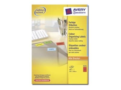 Avery - Rød - A6 (105 x 148 mm) 400 etikett(er) (100 ark x 4) filmappeetiketter