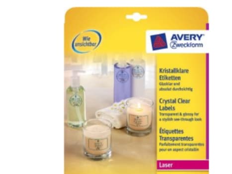 Avery L7780-25, Läpinäkyvä, Polyesteri, Laser, 40 x 40 mm, 600 kpl