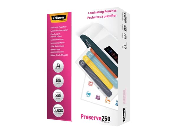 Lamineringsfickor Fellowes, A4, 250 µm, 100 st.