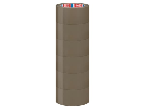 Pakketape Tesa 4120, PVC, 50 mm x 66 m, brun, paket med 6 rullar