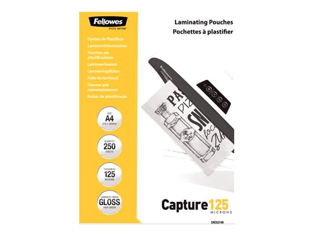 Fellowes Laminating Pouches Capture 125 micron - 250 - A4 (210 x 297 mm) lamineringsfickor