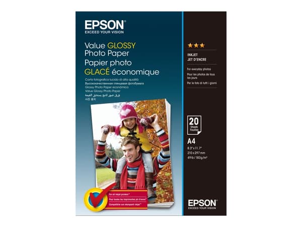 Epson Value - Blank - A4 (210 x 297 mm) - 183 g/m² - 20 ark fotopapper - för Expression Home XP-255, 257, 352, 355, 452, 455; Expression Home HD XP-1