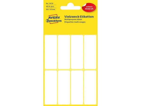 Etiket Avery 3079 hvid 50x19 mm