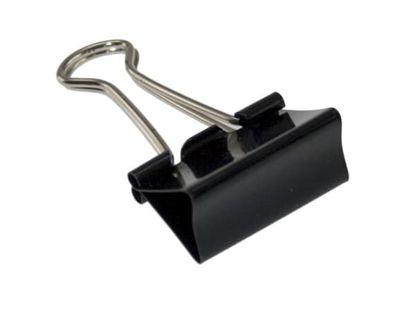 Papirklemme stål bnt sort 30mm foldback 12stk/pak