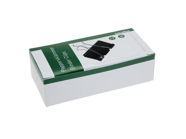 Papirklemme stål bnt sort 30mm foldback 12stk/pak