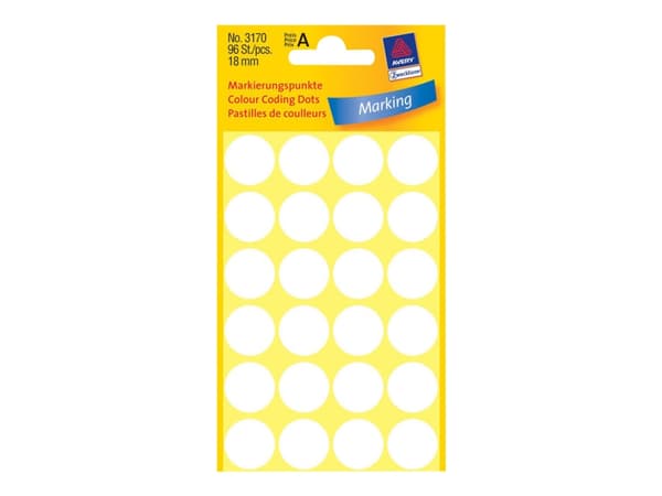 Avery Zweckform - Fargekodeprikk - 1,8 cm-diameter - ikke-magnetisk - hvit (en pakke 96)