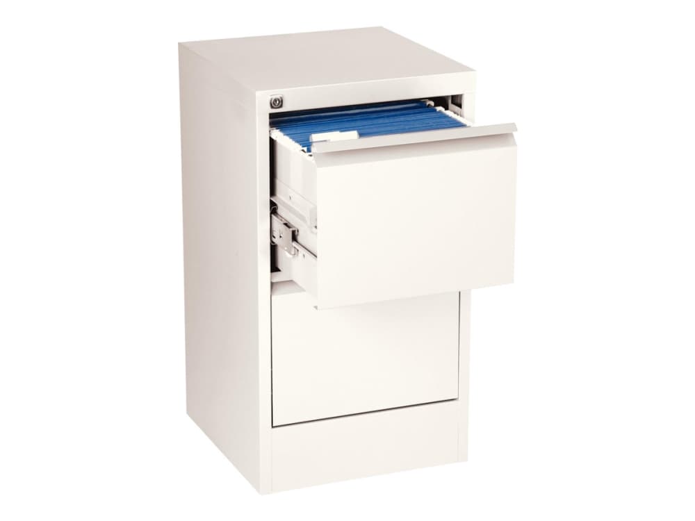 Skåp med gångjärn A4 2 lådor vit