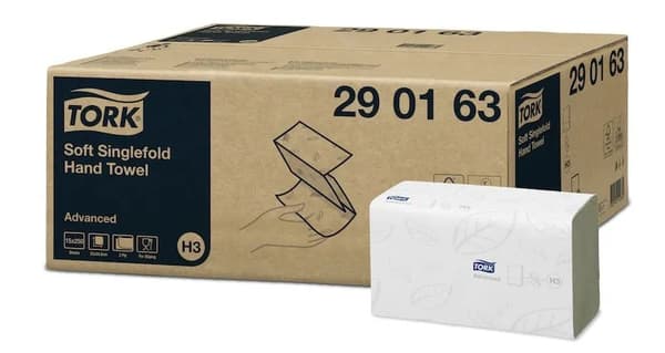 Håndklædeark Tork H3 Advanced Singlefold 2-lag hvid - (15 pakker x 250 stk.)