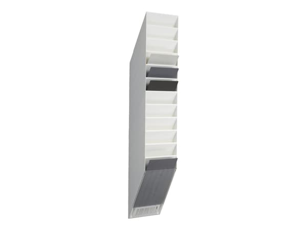 Broschyrhållare Durable Flexiboxx A4 vit med 12 fack högt - väggmonterbar inkl. frontplatta (set)