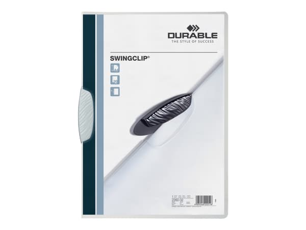 DURABLE SWINGCLIP - Klemmefil - for A4 - kapacitet: 30 ark - transparent med hvid klemme