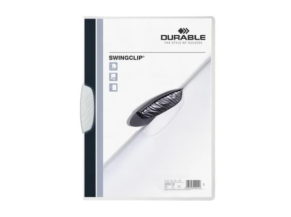 DURABLE SWINGCLIP - Klemmefil - for A4 - kapacitet: 30 ark - transparent med hvid klemme