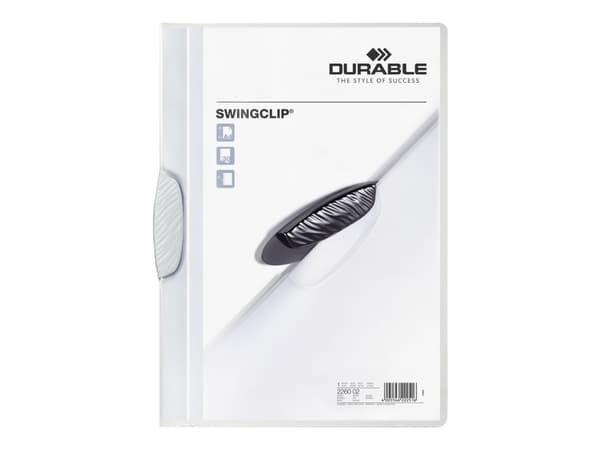 DURABLE SWINGCLIP - Klemmefil - for A4 - kapacitet: 30 ark - transparent med hvid klemme