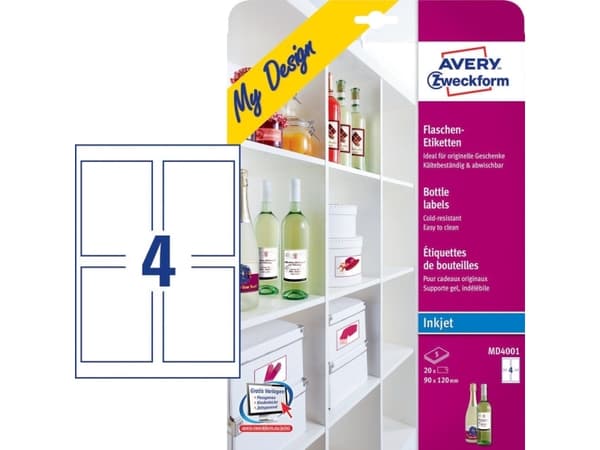 Avery Zweckform My Design flaskeetiketter - 90 x 120 mm 20 etikett(er) (5 ark x 4) etiketter