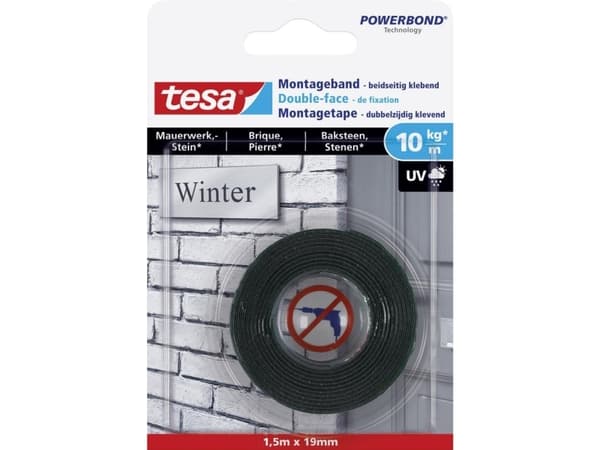 tesa BRICK &amp; STONE 77748-00000-00-00 Kiinnitysteippi tesa® Powerbond Musta (L x S) 1,5 m x 19 mm 1 kpl 1 kpl