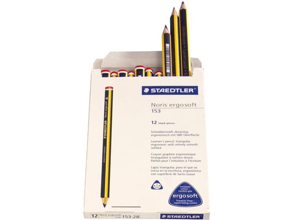 Staedtler Noris ergosoft 153, 2B, Svart, Gult, 3 mm, 12 stykker