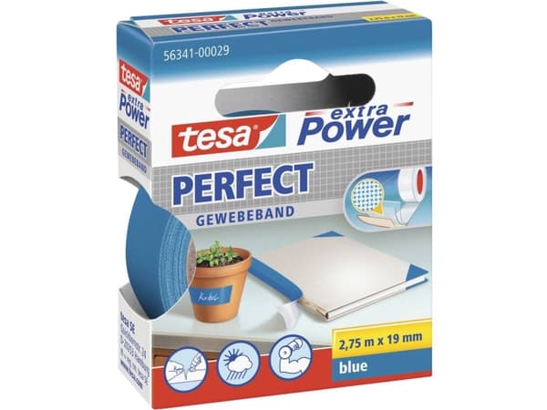 tesa PERFECT 56341-29-2 Tekstiltape tesa® extra Power Blå (L x B) 2,75 m x 19 mm 1 stk