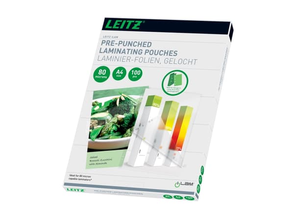 Lamineringsficka Leitz A4 80 micron förperforerad - (100 st.)