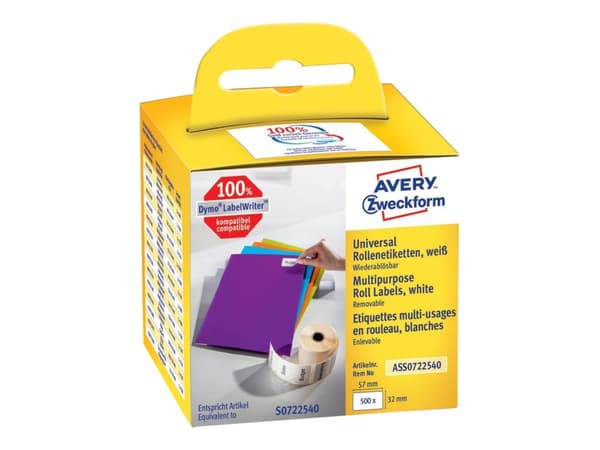 Avery Zweckform - Papir - fjernbart adhesiv - hvit - 32 x 57 mm 500 etikett(er) (1 rull(er) x 500) rektangulære etiketter