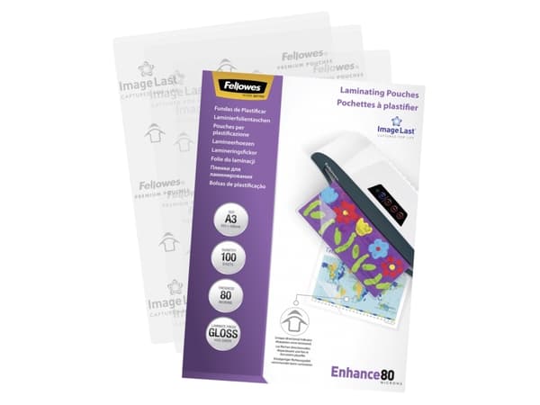 Lamineringslommer Fellowes, A3, 80 µm, pakke a 100 ark