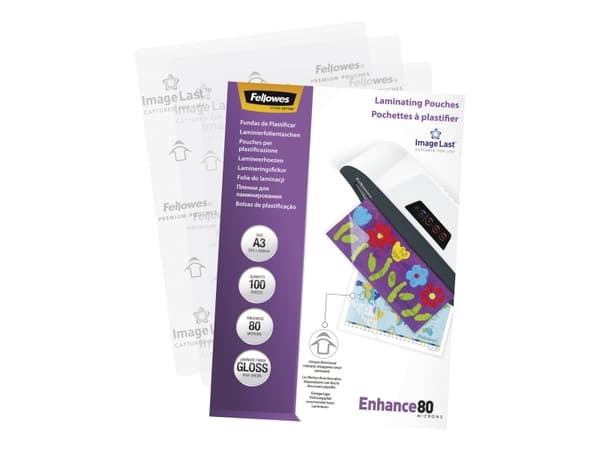 Lamineringslommer Fellowes, A3, 80 µm, pakke a 100 ark
