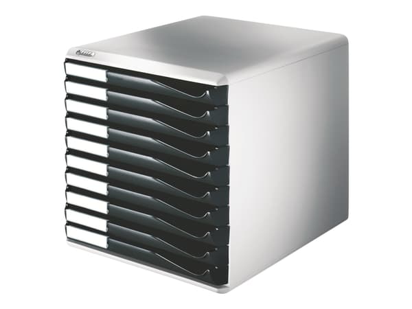 Leitz 52810095, Musta, Harmaa, A4, Vaakataso, 10 laatikko(a), 4,3 kg, 285 x 355 x 290 mm