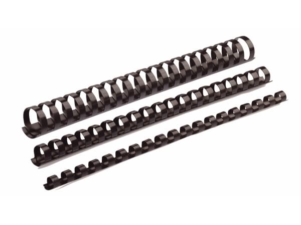 Fellowes - 6 mm - 21 ringer - A4 (210 x 297 mm) - 20 ark - svart - 100 stk plastbindekam - for Fellowes Galaxy 500, Orion 500, Pulsar+ 300, Quasar+ 5