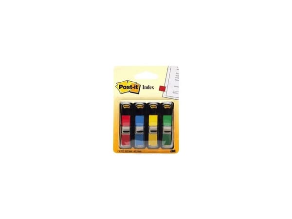 Post-It flaggor, primära färger, 1/2 tum bredd, 35 per dispenser, 4 dispenser/pack, blå, grön, röd, gul, 35 röd, 35 blå, 35 gul, 35 grön, 12 mm, 12,7