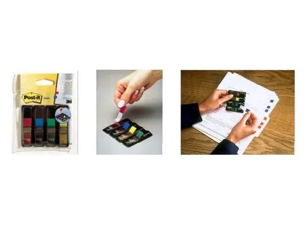 Post-It flaggor, primära färger, 1/2 tum bredd, 35 per dispenser, 4 dispenser/pack, blå, grön, röd, gul, 35 röd, 35 blå, 35 gul, 35 grön, 12 mm, 12,7