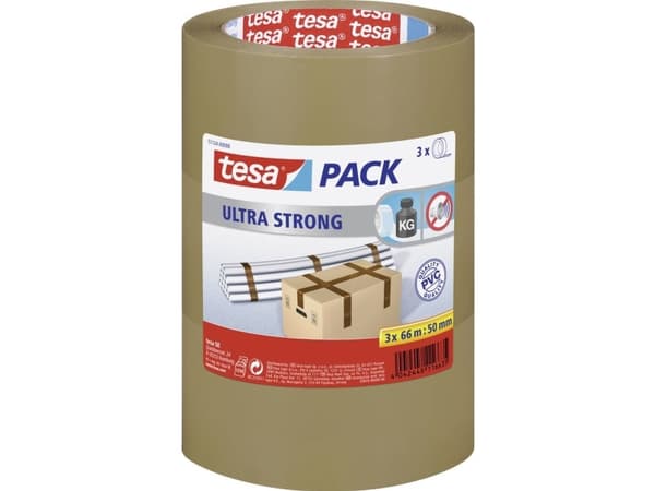 tesa ULTRA STRONG 51124-00008-01 Pakkebånd tesapack® Brun (L x B) 66 m x 50 mm 3 stk 3 stk
