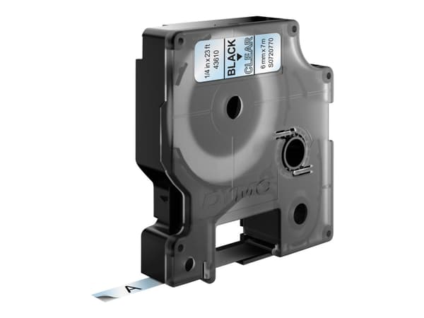 DYMO D1 - vakiopolyesteritarrat - Musta on kirkas -6mm x 7m, Musta läpinäkyvällä, Polyesteri, Belgia, -18 - 90 °C, DYMO, LabelManager, LabelWriter 45