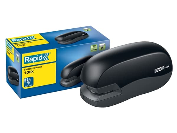 Hæftemaskine Rapid 10BX batteridrevet t/10 ark sort - elektrisk hæftemaskine
