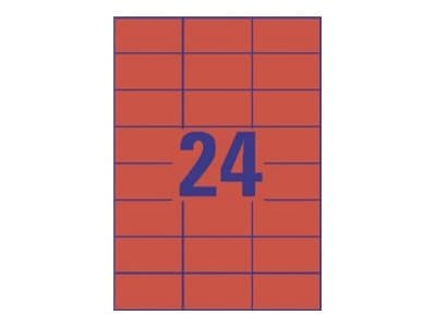 Avery - Rød - 70 x 37 mm 2400 etikett(er) (100 ark x 24) filmappeetiketter