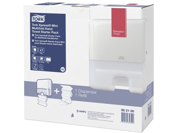 Tork H2 Xpress Startpack Mini/interfold inkl. 1 dispenser og 1 karton papir