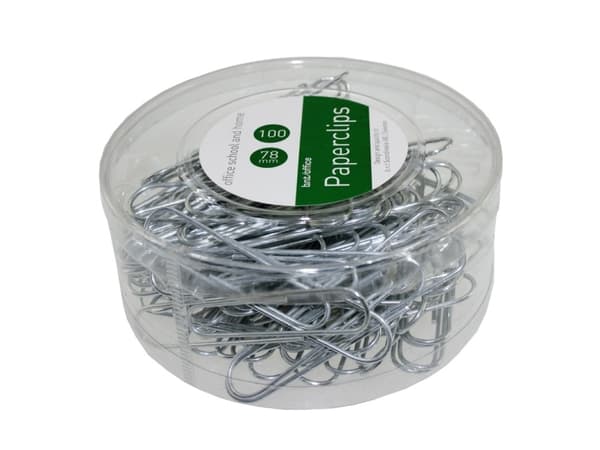Papirclips 78mm sølv (100 stk.)