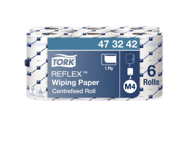 Aftørringspapir Tork Reflex Standard M4 hvid 473242 6rl/kar - (6 ruller pr. karton)