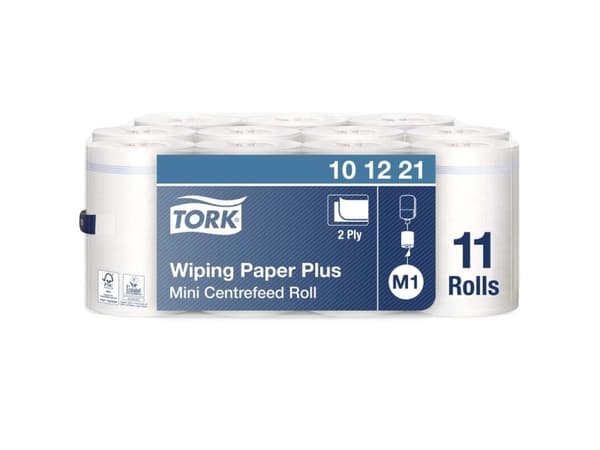 Aftørringspapir Tork M1 Plus Mini centerfeed 2-lag hvid - (11 ruller pr. karton)