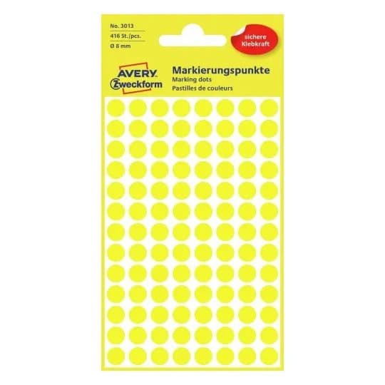 Avery Zweckform - Permanent häftning - gul - 8 mm rund 416 etikett (er) (4 ark x 104) etiketter