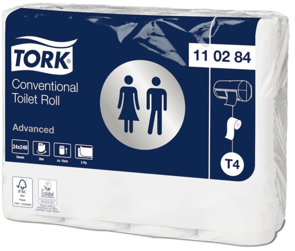 Toiletpapir Tork T4 Advanced 2-lags 34,7 m hvid - (24 ruller pr. karton)