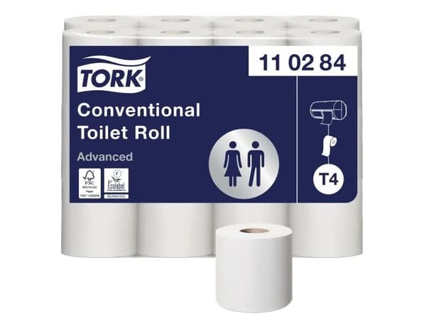 Toiletpapir Tork T4 Advanced 2-lags 34,7 m hvid - (24 ruller pr. karton)