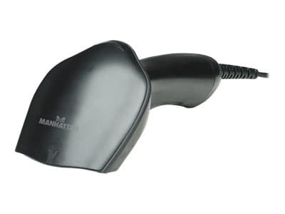 Manhattan Long Range CCD Handheld Barcode Scanner, USB, 500mm Scan Depth, Cable 1.5m, Max Ambient Light 30,000 lux (sunlight), Black, Three Year Warr
