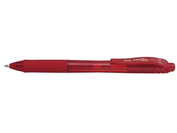 Gelpen, Pentel EnerGel X BL107, 0,7 mm, medium, rød